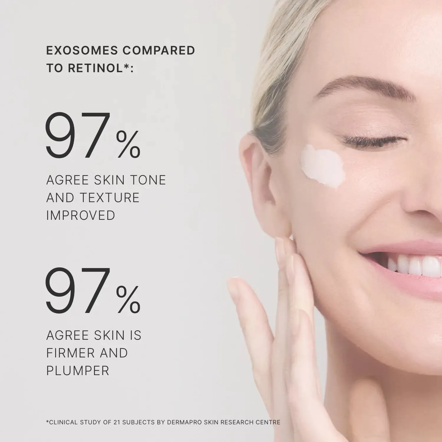 Comparison of retinol cream and exosome serum textures for skin care.