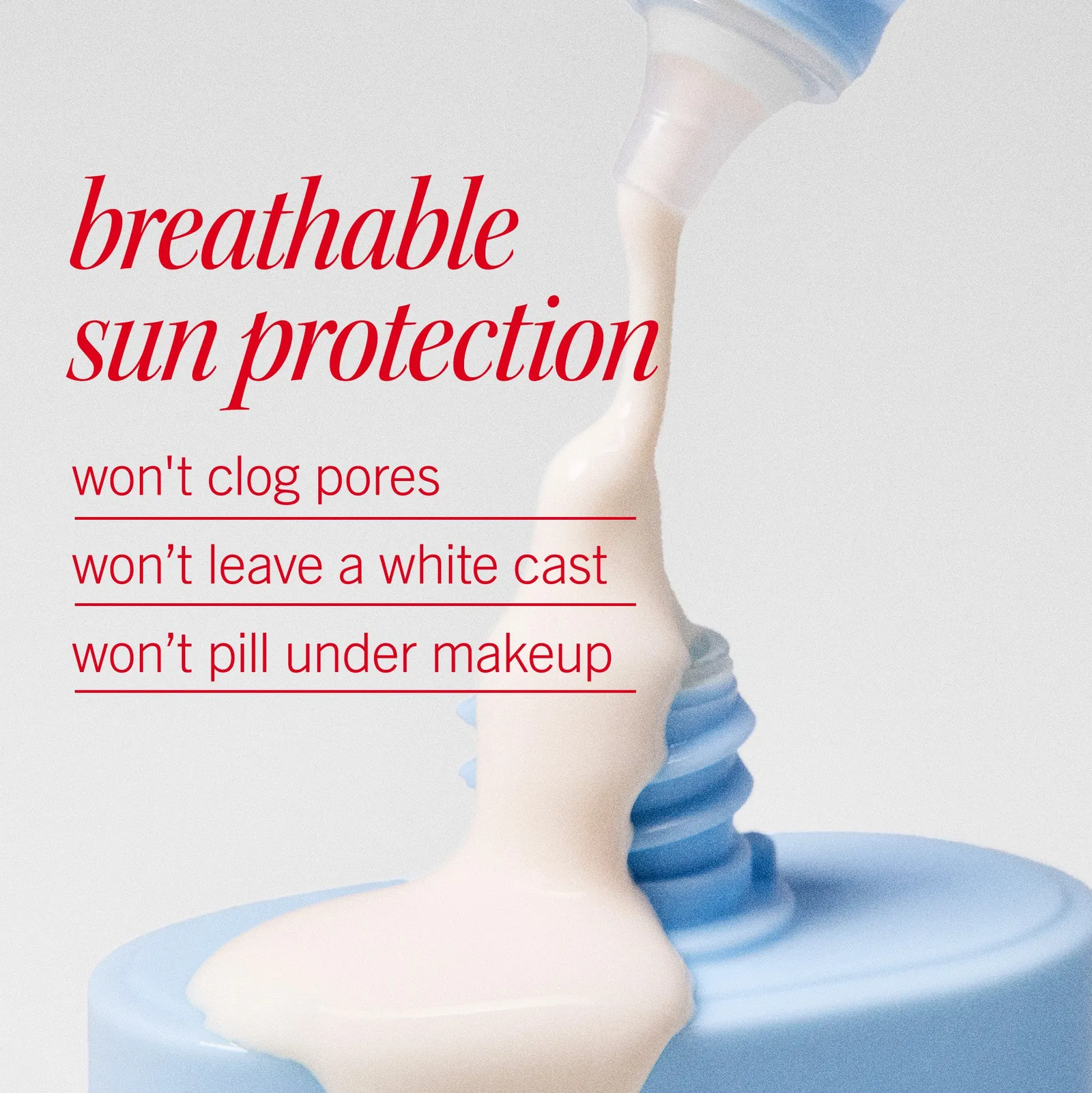 Comparison of SPF levels showing clear sunscreen formula remains invisible.