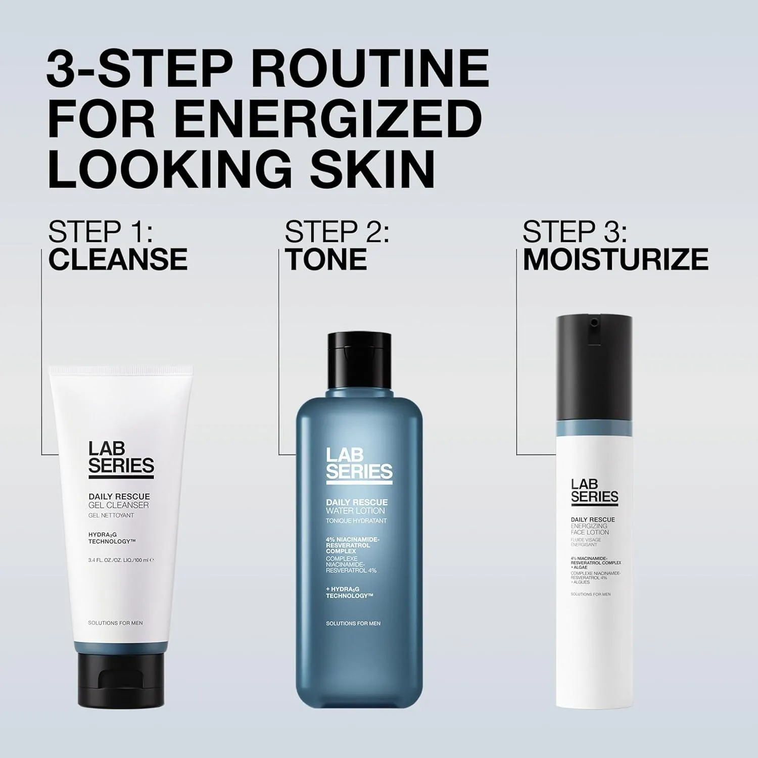 Hands massaging facial cleanser onto damp skin over white porcelain sink